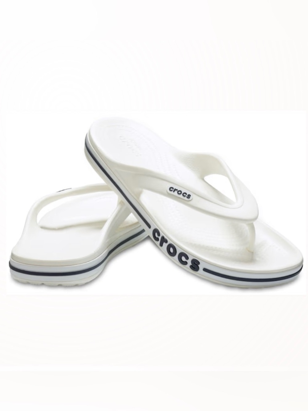 Crocs Bayaband Flip Flop Sandals 
White & Navy Size 7 Water Friendly NWT